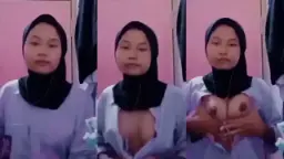 VCS Hijab Daun Masih Muda Sange Remes Toket Video by Kompoz
