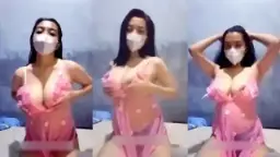Lingerie Pink Toket Gede Live Video by Indo18